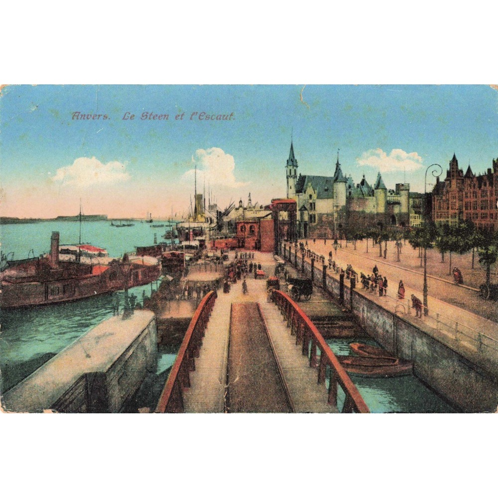 Antwerp Anvers Belgium Het Steen Castle Escaut Scheldt River Harbor Postcard